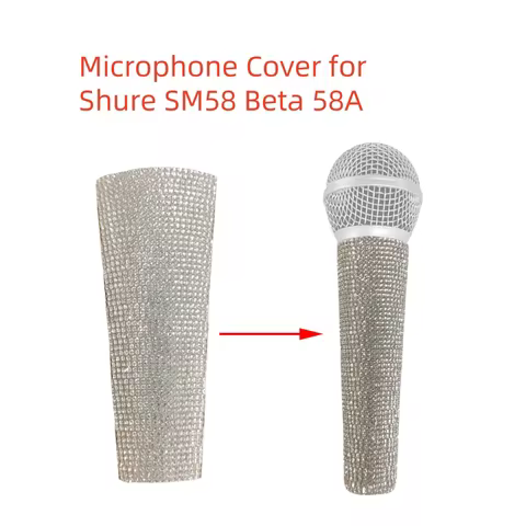 Rhinestones Microphone Cover,Bling Microphone Sleeve Decorative Crystal Mic Handle Cover for Shure S