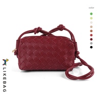 LIKEBAG แฟชั่นกระเป๋าสตรีทอ Messenger กระเป๋าสตรี PU หนังกระเป๋ากล้องเต้าหู้กระเป๋าสะพาย Messenger ไ