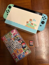 放新淨動森特別版 switch 剩機 連底座 及連Mario kart 8 及just dance 2021