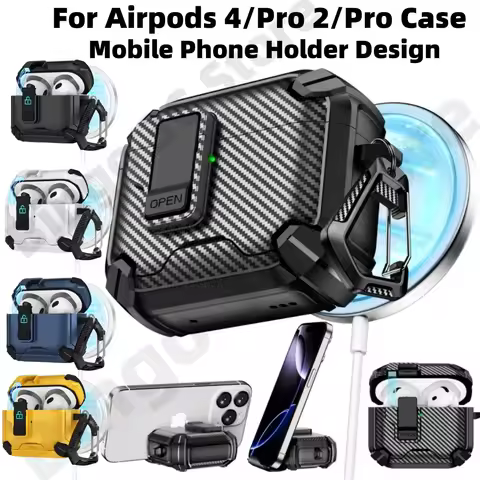For Airpods Pro 2/Pro Protective Case with Magsafe Magnetic Automatic Lock with Phone Stand & Keycha