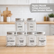 200ml Square Kitchen Spice Jar with Aesthetic Silver Aluminum Lid Airtight Container