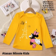 Minnie Kids Long Sleeve Butterfly Ribbon T-Shirt Top, Latest Matt Babyterry Girls' T-Shirt