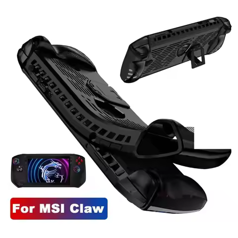 For MSI Claw A1M Handheld Console Case Soft TPU Protective Shell Shockproof Back Cover with Kickstan