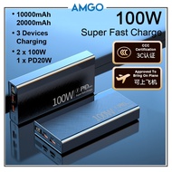 AMGO 3C Certified Powerbank 100W 20000MAH Fast Charging Portable Power Bank CCC Powerbanks [BLACK]