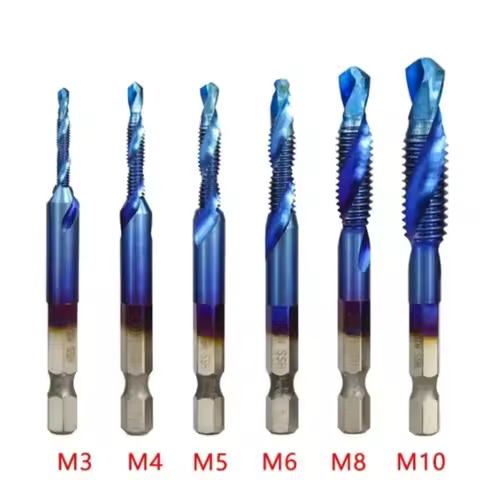 1/6Pcs Tap Drill Bit Set Hex Shank Titanium Plated HSS Screw Thread Bit Screw Machine Compound Tap M