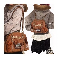 Small Backpack Cute Cartoon Backpack Y2K Autumn Winter Suede Melade Commuter Shoulder Tote Bag