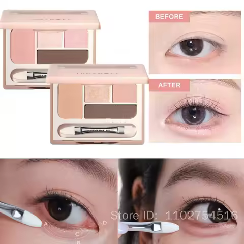 Judydoll 4 Colors Eyeshadow Palette Blush Eyeliner Eye Shadow Highlight Contour Palette Silkworm Pla