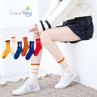 Harajuku Creative Colorful Cartoon Pattern Crew Socks Women 100 Cotton Funny Casual Thermal Crazy Personalised Socks Japanese