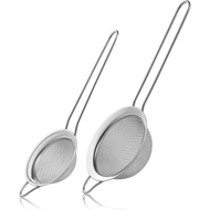 2 Pack Fine Mesh Strainers, Mini Stainless Steel Strainer with Handle for Kitchen, Metal Sieve Sifte