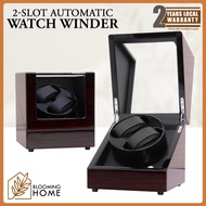 2 Slots Automatic Watch Winder with 4 Rotation Modes Watch Box Storage Display - Glossy Wood Design
