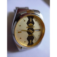 Orient Automatic Crystal 3 Star 21 Jewels Round Dual-Toned Black-Yellow Dial Watch