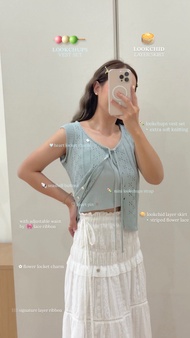 janunstudio • LOOKCHUPS vest set (เสื้อไหมพรมปักลายดอก คุณหนูลูกชุบ 2 ชิ้น) - ใส่แยกได้ พรางต้นแขน ใ