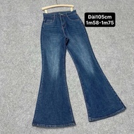 Quần Jean loe Bigsize Nữ lưng cao tôn dáng basic dài 105cm dành cho chuppy 50-92kg - Q542