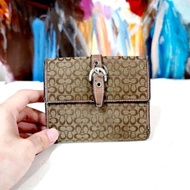 美國中古COACH泥黃色C字LOGO錢包銀包有瑕疵高級二手古著珠寶首飾