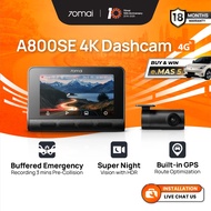 70mai A800SE Dashcam 4K Resolution + HDR | Upgrade 4G Connectivity | Built-in GPS & ADAS | Supercapa