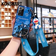 2020 New Samsung Galaxy Note 20 Ultra 5G Case With Hand Strap + Neck Strap Cute Doraemon Doll Bracket Cartoon Phone Casing Samsung Note20