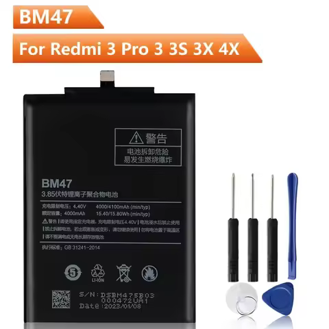 BM47 Replacement Phone Battery For Xiaomi Redmi 3 3S 3X Redmi 4X Pro Rechargeable Battery 4100mAh wi