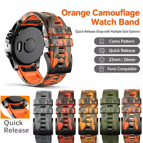 Tactical Camo Silicone Watch Strap for Garmin Fenix 5 6 7 8 Tactix Instinct Epix Outdoor Sports Repl