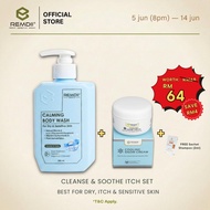 REMDII Cleanse & Soothe Set | Body Wash 250ml + Cooling Snow 30g + FREE Shampoo Sachet | Eksim Set
