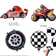 GoKart F1 Racing Cars Motorcycle Balloon with Jumbo Round Tire Flag