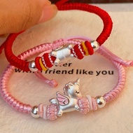 Hot selling recommendation足银999独角兽手链马上有钱招财本命年红绳手链男女儿童新年手绳Foot silver 999 unicorn bracelet immediatel