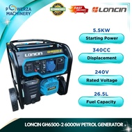 LONCIN GH6500-2 Petrol Generator 6000W 340CC 4-Stroke Heavy Duty Generator