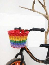 1個彩色pe編織儲物籃,單車前置車籃