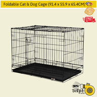 Foldable Cat & Dog Cage C306 (Black) - 91.4CM(L) x 55.9CM(W) x 65.4CM(H) / Sangkar Kucing PETZOOPET