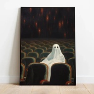 Ghost At The Theatre Art Deco Ghost Candlelight Canvas Poster Unframed Spooky Halloween Night Wall A