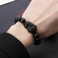 New Fashion Attract Wealth Men Feng Shui Pixiu Obsidian Stone Beads Bracelets Good Luck Bangle Wristband
