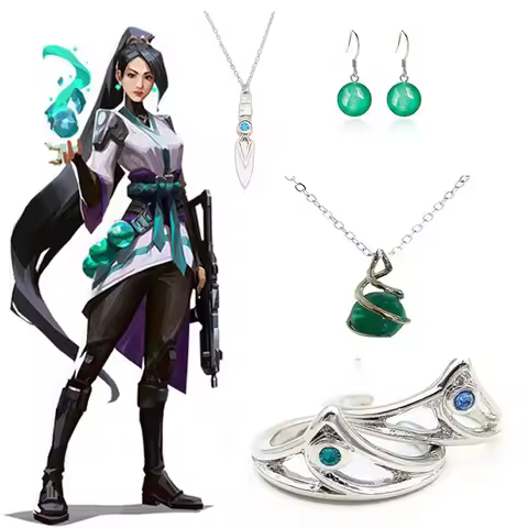 Anime Game Trinket Jewelry Valorant Necklace Sage Jett Pendant Necklace ring Costume Props Accessori