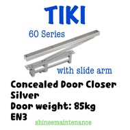 Tiki 60 Series Concealed Door Closer with Slide Arm Silver Finishing