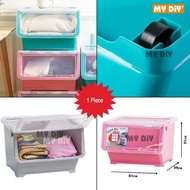 MYDIYSDNBHD - Single Elianware E-627 Stack Box With Roller Front Open Stackable Storage Box