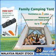 Two Doors Two windows Tent Khemah Camping Waterproof Outdoor Pop Up Automatic Tent for 3-4/4-8 Persons Murah Portable