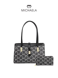 MICHAELA Retro Tote Bag Set Sophisticated Letter Checkered Shoulder Bag with Wallet HB5500010 CE