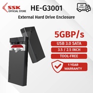 SSK HE-G3001 External Hard Drive Enclosure HDD Enclosure (up to 20TB) 3.5/2.5 inch SATA HDD/SDD