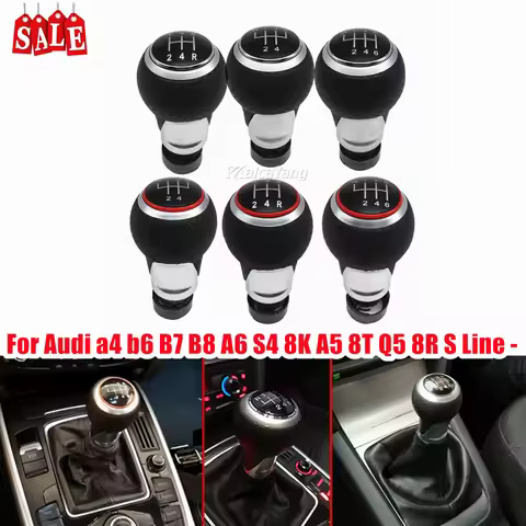 Car Styling 12mm 5/6 Speeds Car Gear Shift Knob For Audi A4 B6 B7 B8 A6 S4 8K A5 8T Q5 8R S Line Ibi