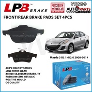 Mazda 3 BL Mazda 3 Hatchback Rear Brake Pad LPB Premium Semi Metallic
