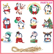 12 Pcs Penguin Gift Tags Christmas Name Cards Paper Labels The Tree  uiran
