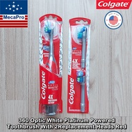 Colgate® 360® Optic White® Platinum™ Powered Toothbrush With 2 Replacement Heads Red คอลเกต แปรงสีฟั