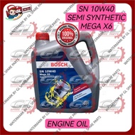 BOSCH 10W40 MEGA X6 SEMI SYNTHETIC ENGINE OIL 4LITRE (100% ORIGINAL BOSCH) MINYAK HITAM 7,000KM/8,00