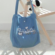 Peanuts史努比肩背手提袋 手足日常 牛仔藍-Snoopy Olaf Andy