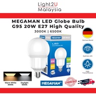 MEGAMAN LED Globe Bulb G95 20W E27 YTG95C1 || Light Bulb Mentol Lampu