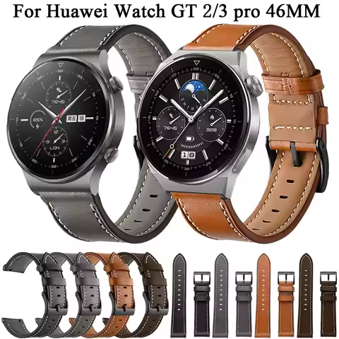 22mm Leather Watchband Strap For Huawei Watch GT3 GT2 pro 46MM Replacement Band Huawei Watch GT 3 2 