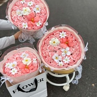 1 Bouquet of high-quality wax flowers with 30 beautiful pink tones, meaningful gifts for Valentine's