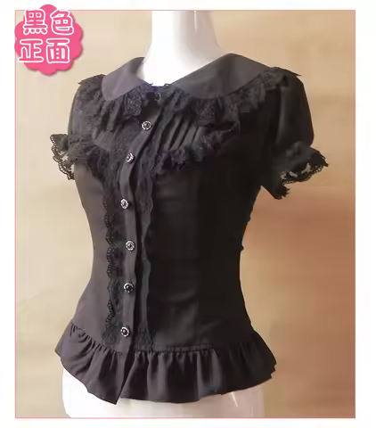 Palace sweet lolita shirt peter pan collar vintage lace victorian dress puff sleeve slim gothic loli