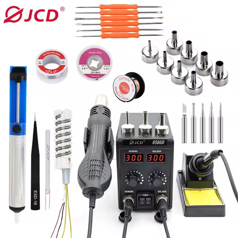 JCD 8586D Soldering Station 2 IN 1 750W Hot Air Gun LCD Dual Digital Display Electric Soldering Iron