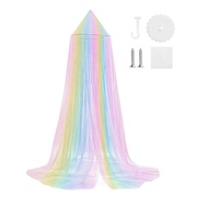 surpriseprice| Rainbow Color Mosquito Net Mosquito Net Rainbow Color Single Door Mosquito Net Bed Canopy Breathable Mesh Easy Install Fully Enclosed Anti-mosquito Curtain for South