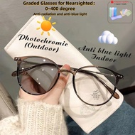 Photochromic Nearsighted Graded Glasses 0~400 Anti Radiation Eyeglass for Man Woman Oval Eyeglasses