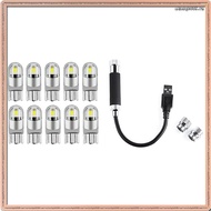 [Q B T C] 10Pcs 6000K Canbus T10 168 194 W5W Dome License Side Marker LED Light Bulb & 1x Car USB St